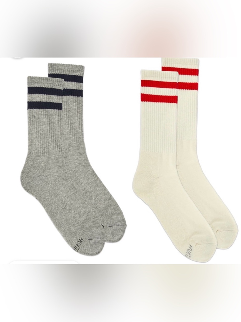 New 2pairs men’s socks fruit of the loom crew 6-12 B10